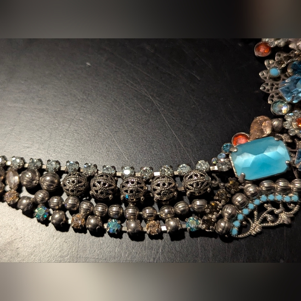 Sorrelli Statement Necklace with Blue and Orange Accents - Picture 3 of 8